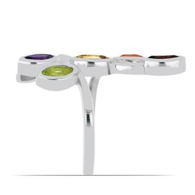 BUY REAL CHAKRA STONES RING IN STERLING SILVER 